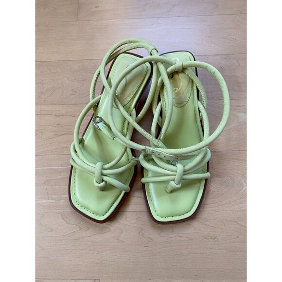 SAM Edelman Bnwot "Dia" Ankle Strap Kitten Heel Women Sz 6 New Lime - Picture 2 of 8